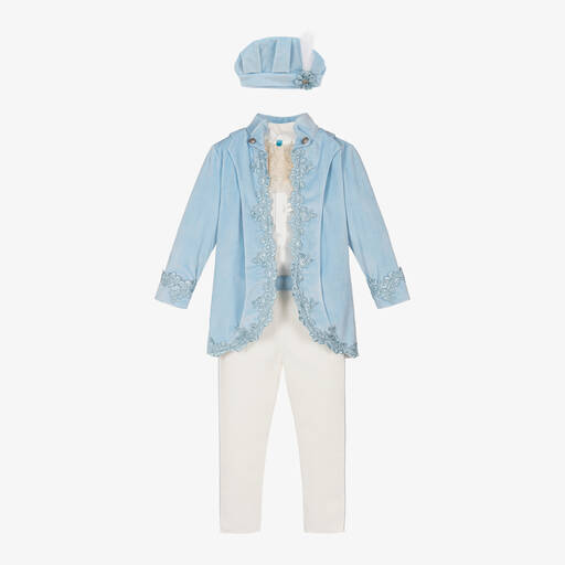 Andreeatex-Boys Blue Velvet & Satin Suit | Childrensalon