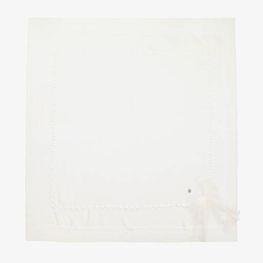Artesanía Granlei-Baby Girls Ivory Knitted Blanket (88cm) | Childrensalon