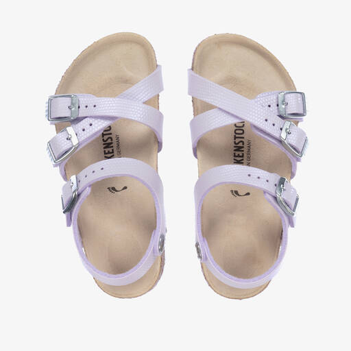 Birkenstock-Girls Purple Faux Leather Sandals | Childrensalon