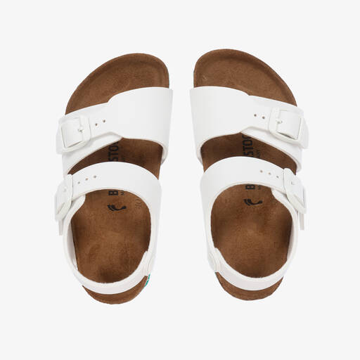 Birkenstock-White Faux Leather Sandals | Childrensalon