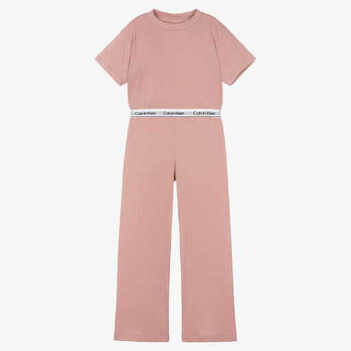 Calvin Klein-Girls Pink Modal & Cotton Jersey Pyjamas | Childrensalon