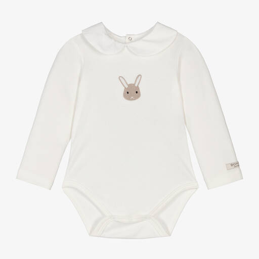 Donsje-Ivory Cotton Bunny Rabbit Baby Bodysuit | Childrensalon