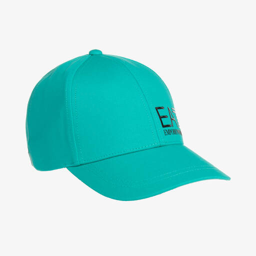 EA7 Emporio Armani-Green Cotton EA7 Logo Cap | Childrensalon