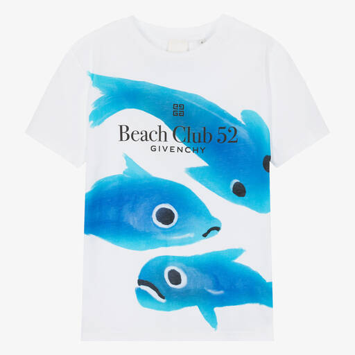 Givenchy-Teen Boys White Cotton Fish T-Shirt | Childrensalon