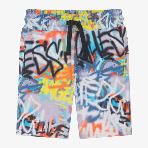 Guess-Boys Blue Graffiti Cotton Shorts | Childrensalon