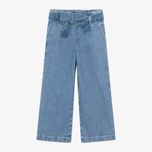 Guess-Girls Mid-Blue Denim Wide Leg Jeans | Childrensalon