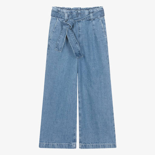 Guess-Teen Girls Mid-Blue Denim Wide Leg Jeans | Childrensalon