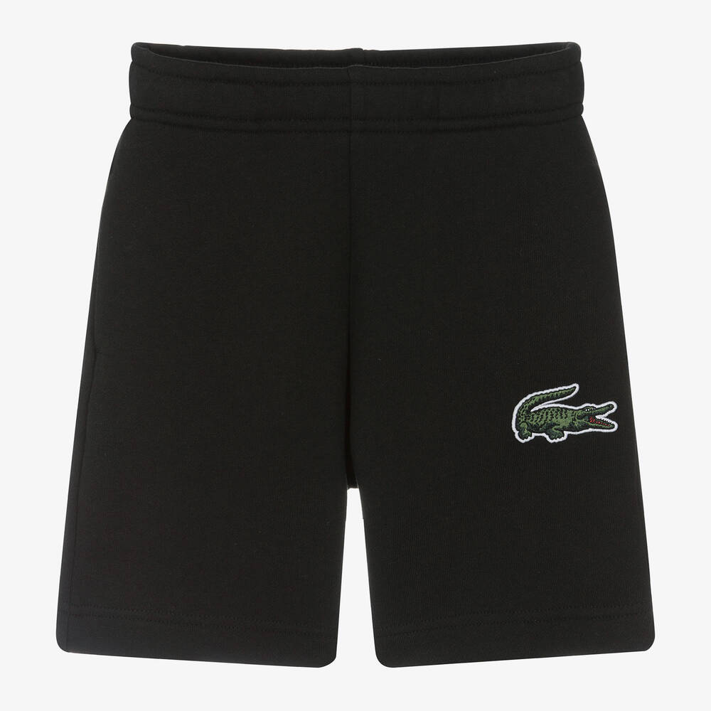 Lacoste - Boys Black Organic Cotton Jersey Shorts | Childrensalon