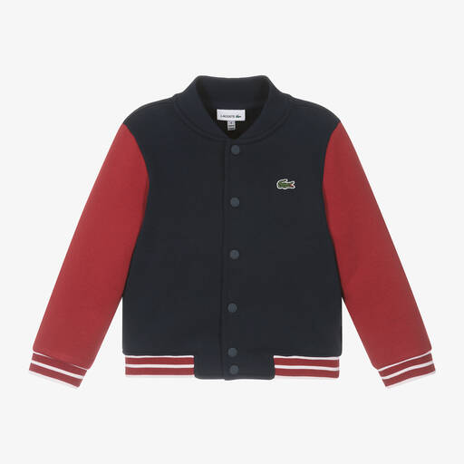 Lacoste- Boys Navy Blue Cotton Bomber Jacket | Childrensalon