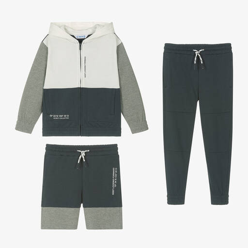 Mayoral-Boys Blue Cotton Tracksuit Set | Childrensalon