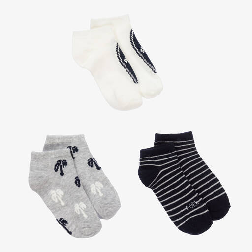 Mayoral-Boys Blue Palm Tree Socks (3 Pack) | Childrensalon