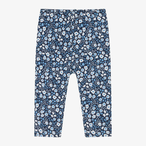 Mayoral-Girls Blue Floral Cotton Leggings | Childrensalon