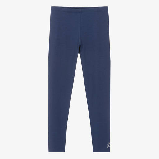 Monnalisa-Teen Girls Navy Blue Cotton Leggings | Childrensalon