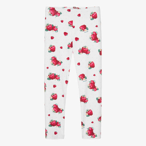 Monnalisa-Teen Girls White Cotton Leggings | Childrensalon