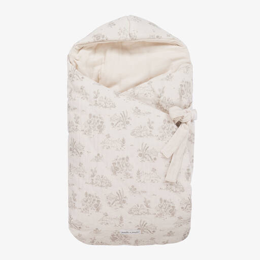 Pasito a Pasito-Beige Cotton Muslin Baby Nest (68cm) | Childrensalon