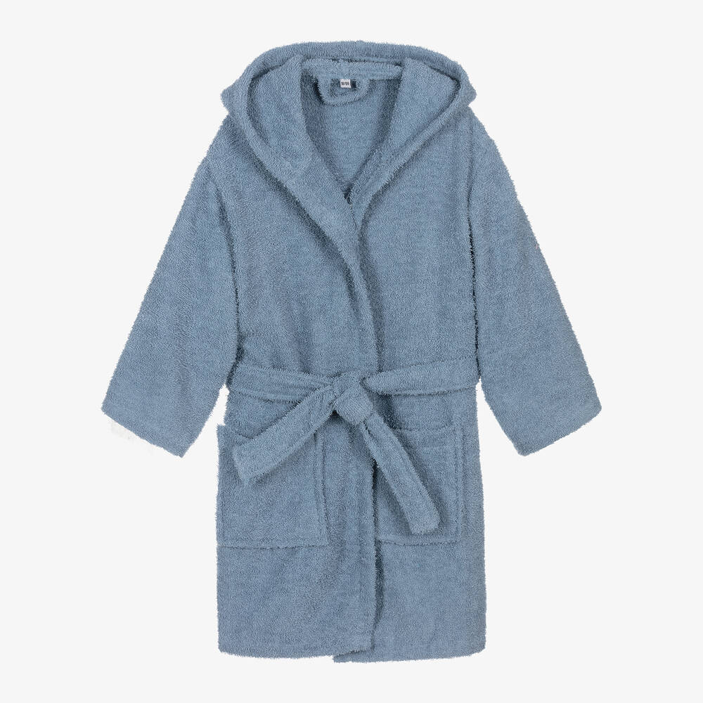 Playshoes - Blue Cotton Towelling Bathrobe | Childrensalon