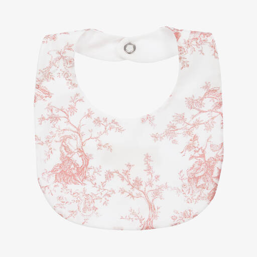 Pureté Du... Bébé-Baby Girls Ivory & Pink Toile de Jouy Bib | Childrensalon