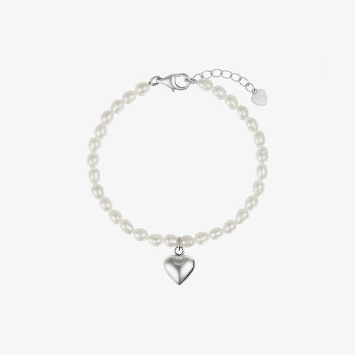 Tales From The Earth-Girls Pearl & Silver Heart Bracelet | Childrensalon