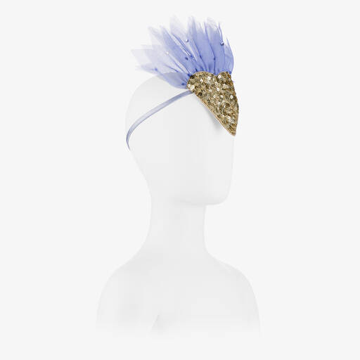 Tutu du Monde-Girls Tulle & Sequin Blue Bird Headband  | Childrensalon