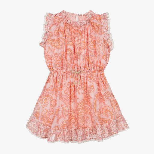 Zimmermann-Girls Pink Paisley Cotton Dress | Childrensalon