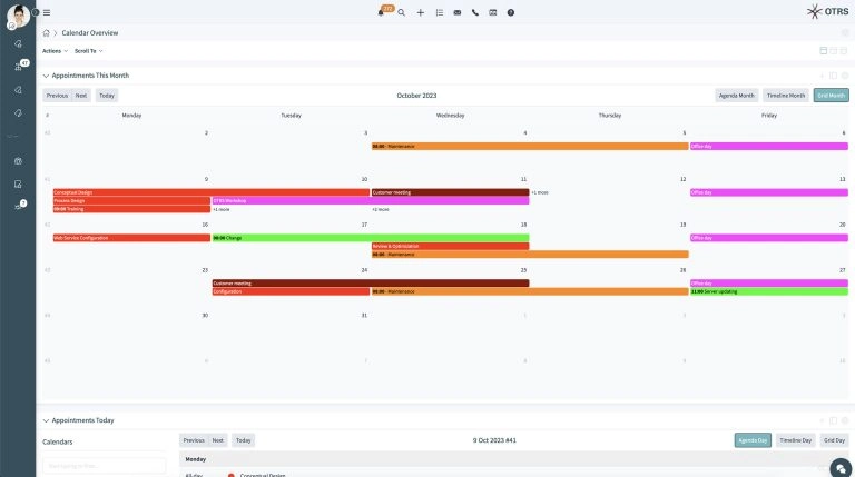 OTRS Calendar Overview